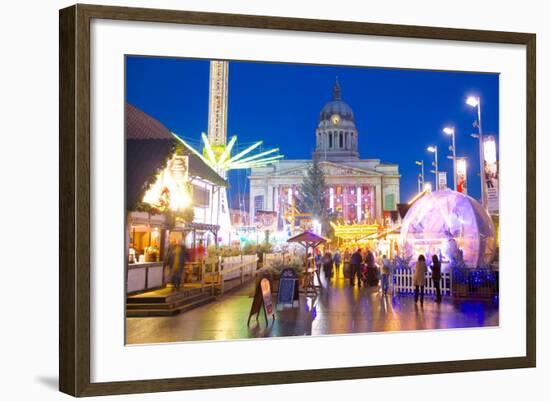 Council House and Christmas Market Stalls in the Market Square-Frank Fell-Framed Photographic Print