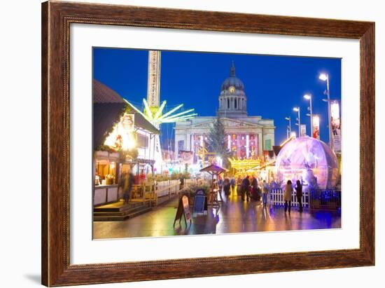 Council House and Christmas Market Stalls in the Market Square-Frank Fell-Framed Photographic Print