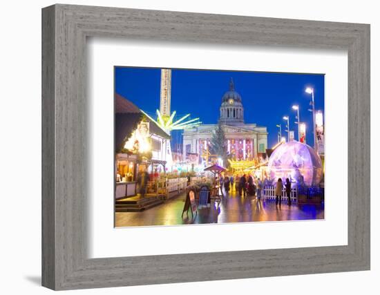 Council House and Christmas Market Stalls in the Market Square-Frank Fell-Framed Photographic Print