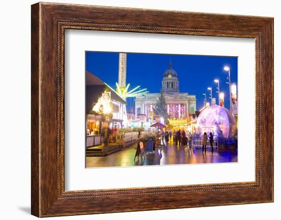 Council House and Christmas Market Stalls in the Market Square-Frank Fell-Framed Photographic Print