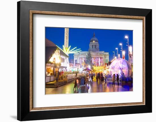 Council House and Christmas Market Stalls in the Market Square-Frank Fell-Framed Photographic Print