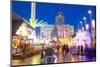 Council House and Christmas Market Stalls in the Market Square-Frank Fell-Mounted Photographic Print