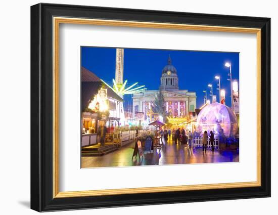 Council House and Christmas Market Stalls in the Market Square-Frank Fell-Framed Photographic Print