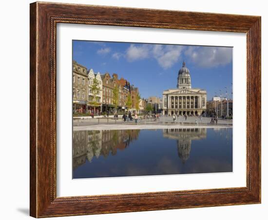 Council House Reflected in the Infinity Pool, Old Market Square in City Centre, Nottingham, England-Neale Clarke-Framed Photographic Print