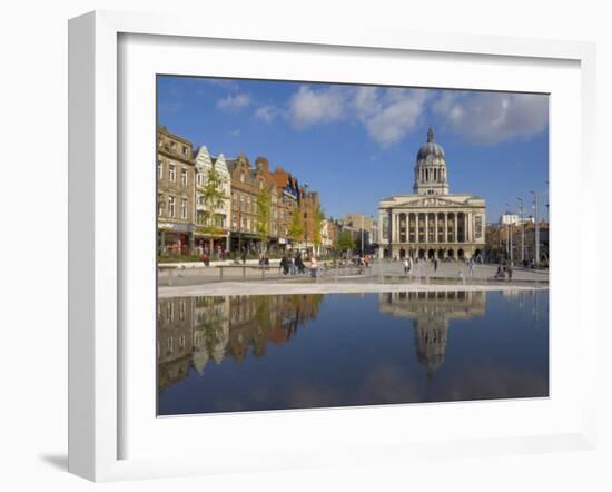 Council House Reflected in the Infinity Pool, Old Market Square in City Centre, Nottingham, England-Neale Clarke-Framed Photographic Print