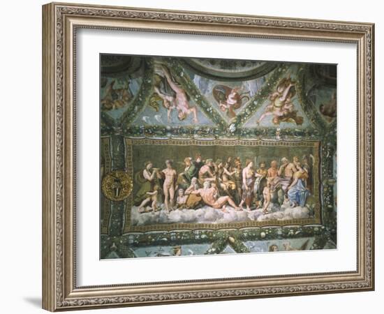 Council of Gods, Detail from Fresco Cycle Stories of Cupid and Psyche, 1518-Raffaello Sanzio-Framed Giclee Print