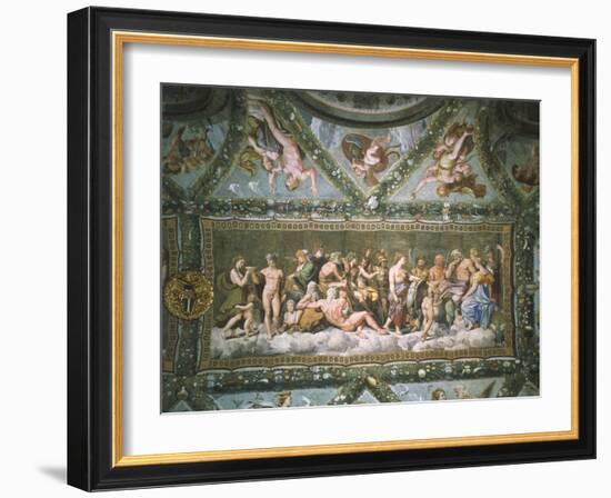 Council of Gods, Detail from Fresco Cycle Stories of Cupid and Psyche, 1518-Raffaello Sanzio-Framed Giclee Print