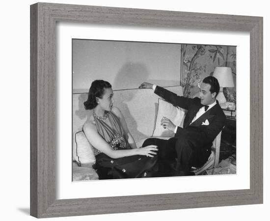 Count and Countess Emanuele Borromeo D'Adda, Relaxing in their Home in Rome-Carl Mydans-Framed Photographic Print
