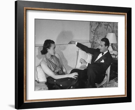 Count and Countess Emanuele Borromeo D'Adda, Relaxing in their Home in Rome-Carl Mydans-Framed Photographic Print