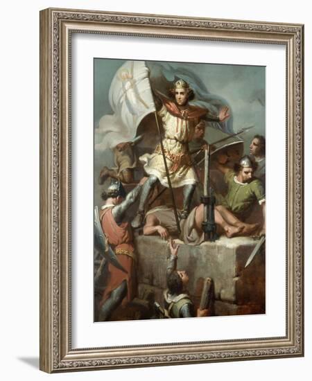 Count Berenguer III Raising the Standard of Barcelona on the Tower of Foix Castle, 1857-Maria Fortuny-Framed Giclee Print