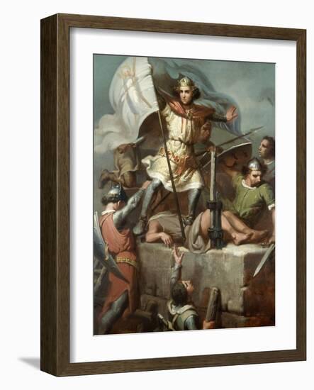 Count Berenguer III Raising the Standard of Barcelona on the Tower of Foix Castle, 1857-Maria Fortuny-Framed Giclee Print