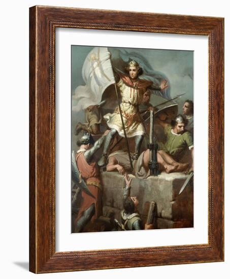 Count Berenguer III Raising the Standard of Barcelona on the Tower of Foix Castle, 1857-Maria Fortuny-Framed Giclee Print