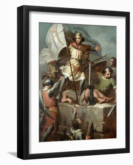 Count Berenguer III Raising the Standard of Barcelona on the Tower of Foix Castle, 1857-Maria Fortuny-Framed Giclee Print