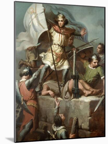 Count Berenguer III Raising the Standard of Barcelona on the Tower of Foix Castle, 1857-Maria Fortuny-Mounted Giclee Print