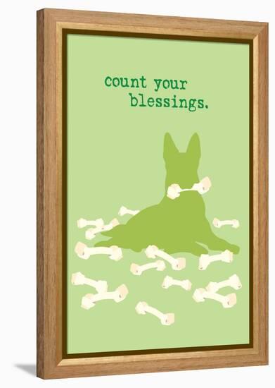 Count Blessings - Green Version-Dog is Good-Framed Stretched Canvas