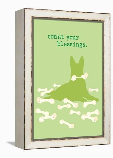 Count Blessings - Green Version-Dog is Good-Framed Stretched Canvas