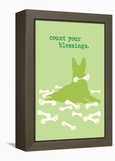 Count Blessings - Green Version-Dog is Good-Framed Stretched Canvas