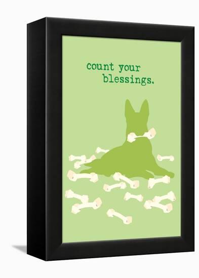 Count Blessings - Green Version-Dog is Good-Framed Stretched Canvas