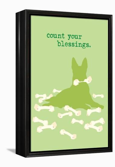 Count Blessings - Green Version-Dog is Good-Framed Stretched Canvas