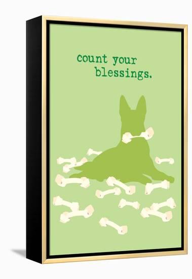 Count Blessings - Green Version-Dog is Good-Framed Stretched Canvas