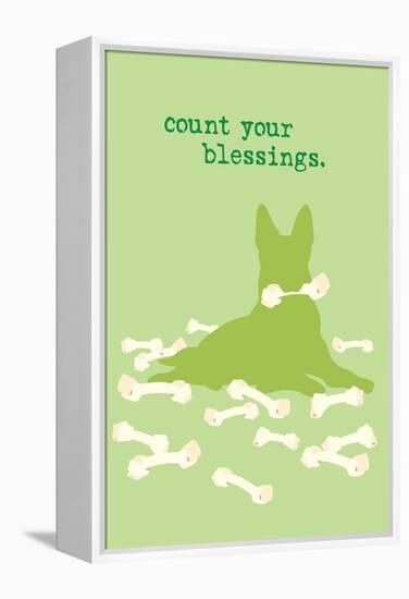Count Blessings - Green Version-Dog is Good-Framed Stretched Canvas