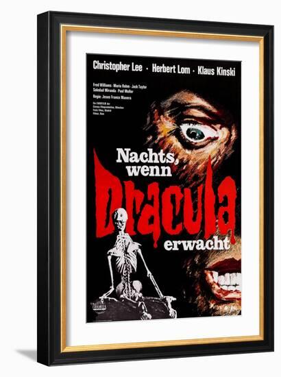 Count Dracula, (AKA Nachts, Wenn Dracula Erwacht), German Poster Art, 1970-null-Framed Art Print