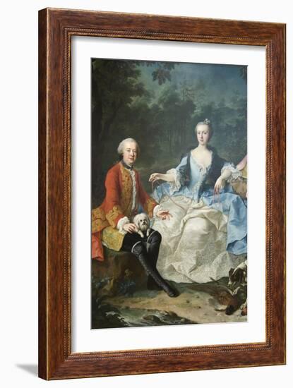 Count Giacomo Durazzo in the Guise of a Huntsman with His Wife-Martin van Meytens-Framed Art Print