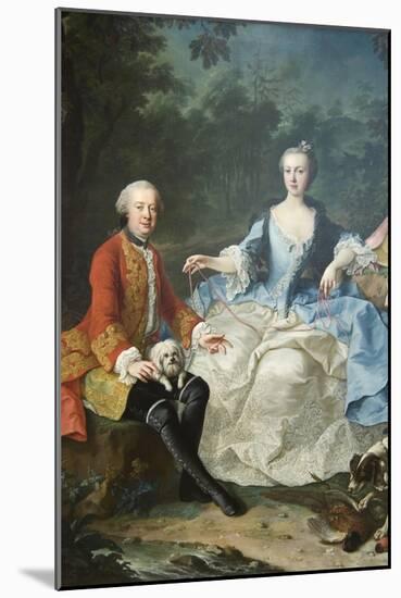 Count Giacomo Durazzo in the Guise of a Huntsman with His Wife-Martin van Meytens-Mounted Art Print