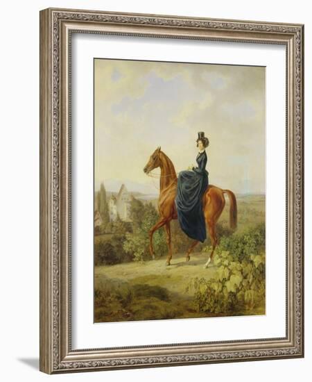 Countess Caroline Waldbott Von Bassenheim on Horseback in Front of Castle Leutstetten-Albrecht Adam-Framed Giclee Print