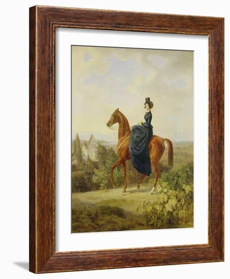 Countess Caroline Waldbott Von Bassenheim on Horseback in Front of Castle Leutstetten-Albrecht Adam-Framed Giclee Print