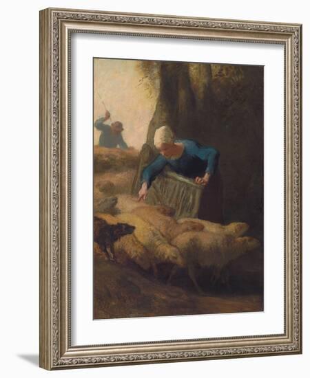 Counting the Flock, 1847-49-Jean-Francois Millet-Framed Giclee Print