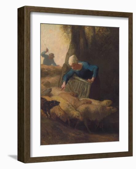 Counting the Flock, 1847-49-Jean-Francois Millet-Framed Giclee Print
