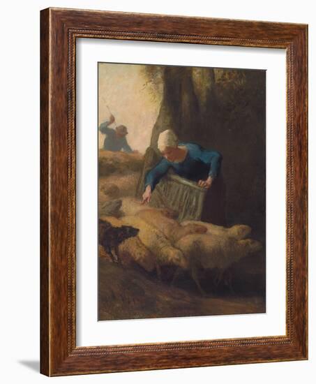 Counting the Flock, 1847-49-Jean-Francois Millet-Framed Giclee Print