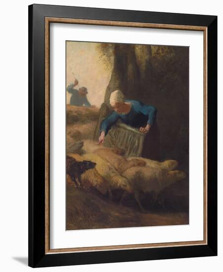 Counting the Flock, 1847-49-Jean-Francois Millet-Framed Giclee Print