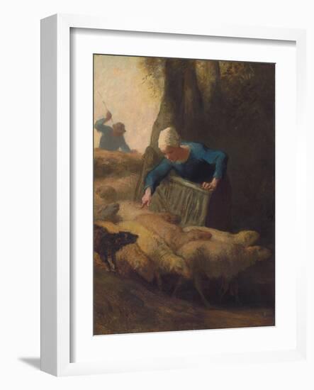 Counting the Flock, 1847-49-Jean-Francois Millet-Framed Giclee Print