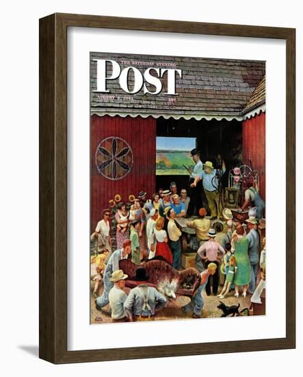 "Country Auction," Saturday Evening Post Cover, August 5, 1944-John Falter-Framed Giclee Print