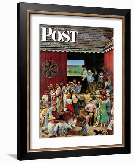 "Country Auction," Saturday Evening Post Cover, August 5, 1944-John Falter-Framed Giclee Print