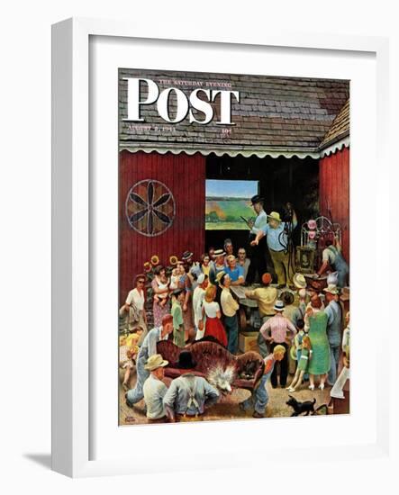 "Country Auction," Saturday Evening Post Cover, August 5, 1944-John Falter-Framed Giclee Print