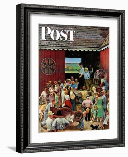 "Country Auction," Saturday Evening Post Cover, August 5, 1944-John Falter-Framed Giclee Print