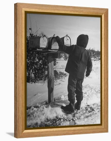 Country Boy Opening His Mailbox-Wallace Kirkland-Framed Premier Image Canvas