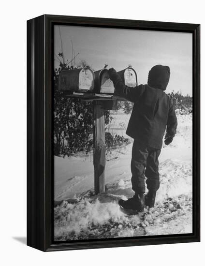 Country Boy Opening His Mailbox-Wallace Kirkland-Framed Premier Image Canvas