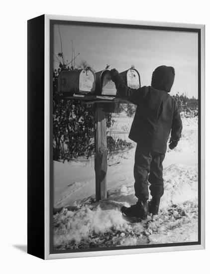 Country Boy Opening His Mailbox-Wallace Kirkland-Framed Premier Image Canvas