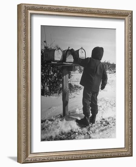 Country Boy Opening His Mailbox-Wallace Kirkland-Framed Photographic Print