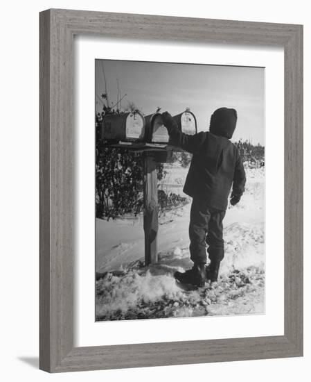 Country Boy Opening His Mailbox-Wallace Kirkland-Framed Photographic Print