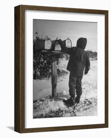 Country Boy Opening His Mailbox-Wallace Kirkland-Framed Photographic Print