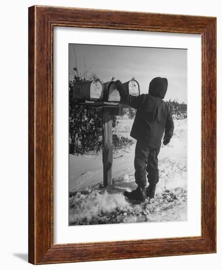 Country Boy Opening His Mailbox-Wallace Kirkland-Framed Photographic Print