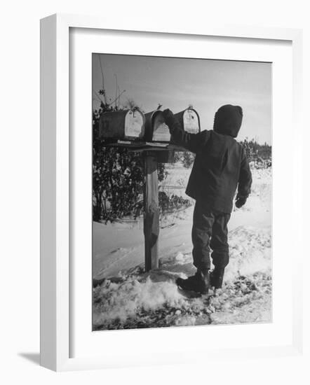 Country Boy Opening His Mailbox-Wallace Kirkland-Framed Photographic Print