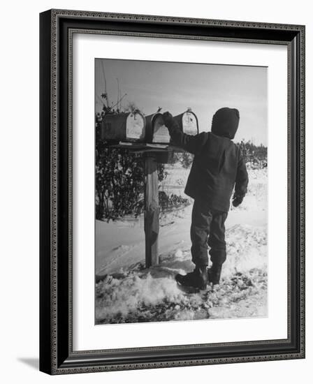 Country Boy Opening His Mailbox-Wallace Kirkland-Framed Photographic Print