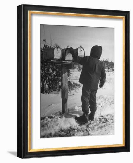 Country Boy Opening His Mailbox-Wallace Kirkland-Framed Photographic Print