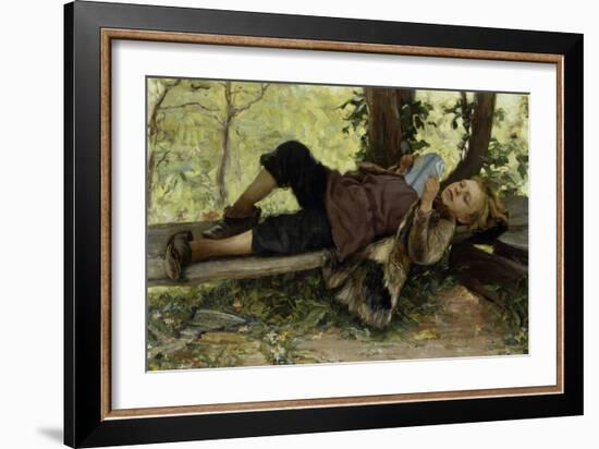 Country Boy Reading a Pamphlet-Ivan Ivanovich Tvorozhnikov-Framed Giclee Print